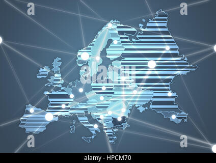 Paese di colore Mappa di Europa in colore grigio Foto Stock