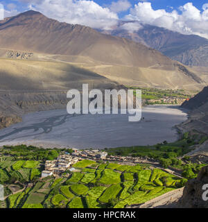 Vista sul villaggio di Kagbeni in Himalaya, Nepal. Annapurna cirkut trek. Foto Stock