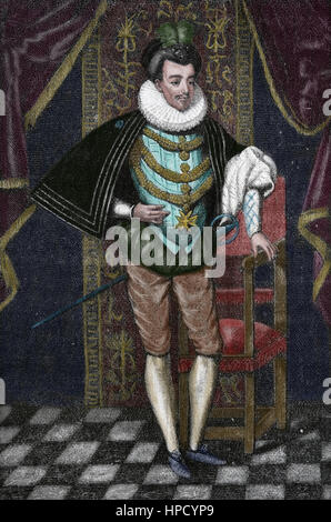 Enrico III di Francia (1551-1589). Monarca di Francia, Polonia e granduca di Lituania. Ritratto. Incisione del XIX secolo. Foto Stock