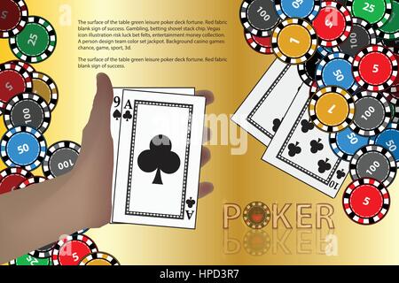 Casino gioco di carte con spazio per il testo. le vincite chip. illustrazione da utilizzare per la stampa, sito web, smart phone, sfondo, decorazione, decorazioni, ecc Illustrazione Vettoriale