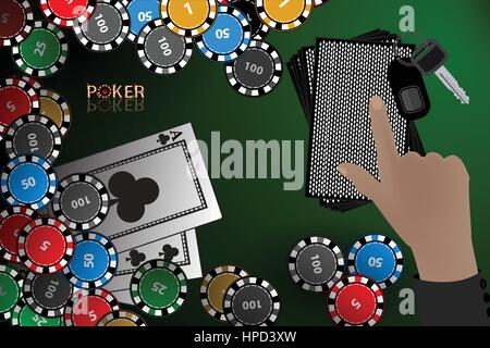 Casino card. tenere in mano una pila di carte chip vincite. illustrazione da utilizzare per la stampa, sito web, smart phone, sfondo, decorazione, decorazioni, e Illustrazione Vettoriale
