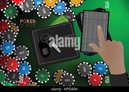 Fiches del casinò a portata di mano una pila di carte scelta. illustrazione da utilizzare per la stampa, sito web, smart phone, sfondo, decorazione, decorazioni, ecc. Illustrazione Vettoriale