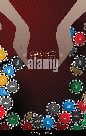 Casino chips mani bracciata in attesa di iscrizione. le vincite concetto. illustrazione da utilizzare per la stampa, sito web, smart phone, sfondo, decorazione, decora Illustrazione Vettoriale