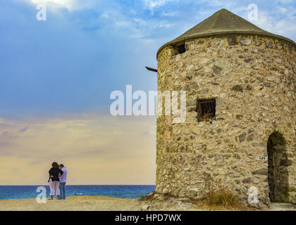 Chiudere la vista a Agios Ioannis penisola a nord di isola di Lefkada island, |nel Mare Ionio, Grecia Foto Stock