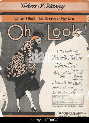 "Oh Look!" 1918 Foglio musicale coperchio di musica Foto Stock