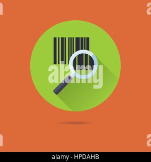 La scansione di un codice a barre piatte lungo ombra icona vettore Illustrazione Vettoriale