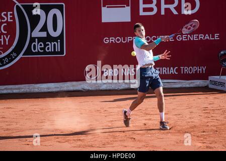 Aprile 22, 2015: Borna CORIC CRO in azione durante il torneo ATP BRD Nastase Tiriac Trophy di BNR Arenas, Romania ROU. Foto: Cronos/Catalin Soare Foto Stock