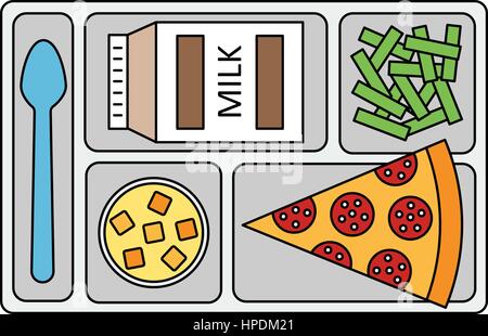 Il pranzo su un vassoio in stile linea Illustrazione Vettoriale