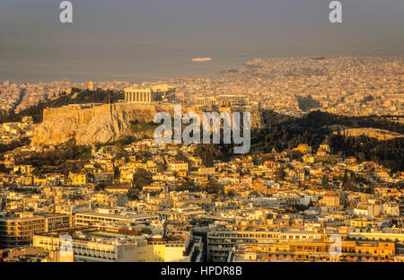 Skyline di Atene,con Acropoli di Atene, Grecia, Europa Foto Stock