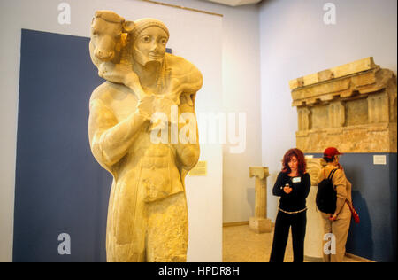 Moschophoros, museo di Acropoli di Atene, Grecia, Europa Foto Stock