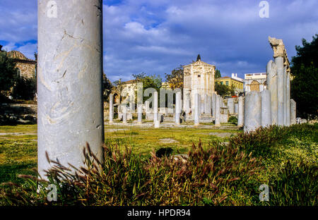 Il romano Agora con la Torre dei Venti di Atene, Grecia, Europa Foto Stock