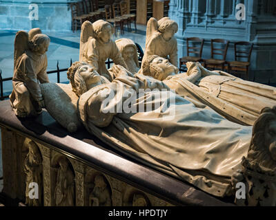 La tomba di Francesco II, duca di Bretagna e sua moglie Marguerite de Foix, Cattedrale Saint-Pierre-et-Saint-Paul, Nantes, Francia Foto Stock