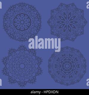 Blu senza cuciture ornamentali modello di linea. Infinite Texture. Oriental ornamento geometrico Illustrazione Vettoriale