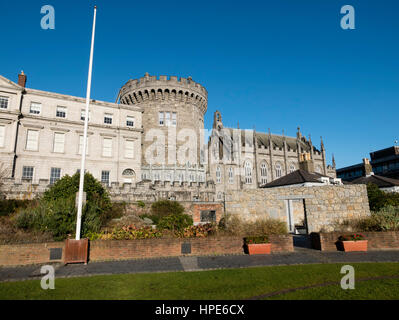 Il Castello di Dublino da giardini Dubhlinn, (giardini di Dublino), il Castello di Dublino, Dublino Repubblica di Irlanda. Foto Stock