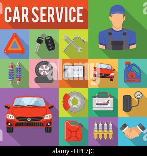 Car Service set di icone vettoriali Illustrazione Vettoriale