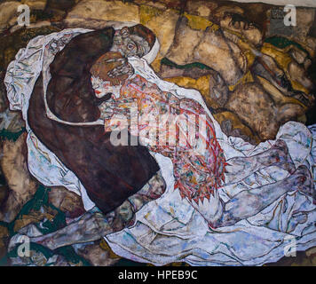 La morte e la fanciulla,l'olio su tela,Egon Schiele,Palazzo Belvedere, Vienna, Austria, Europa Foto Stock