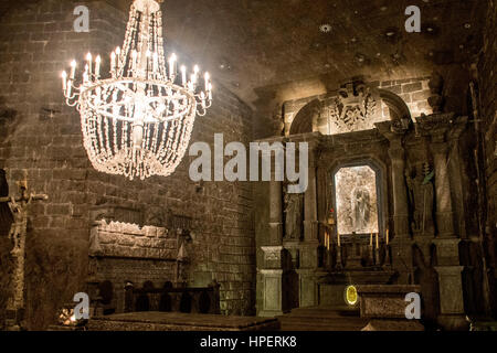 Al di sotto della superficie Hall in miniere di sale di Wieliczka Cracovia Polonia Foto Stock