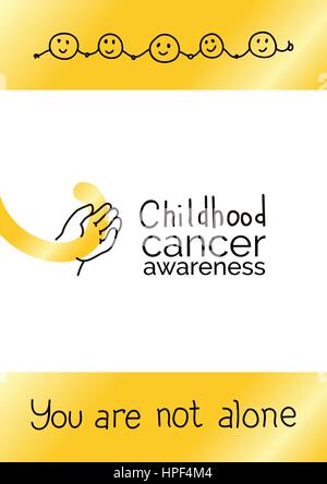 International cancro infantile giorno, vettore elemento di design. Nastro d'oro è un simbolo di cancro infantile Illustrazione Vettoriale