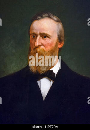 Rutherford B Hayes. Ritratto del XIX il presidente statunitense, Rutherford B Hayes (1822-1893) da Elifelet Andrews, olio su tela, 1881. Foto Stock