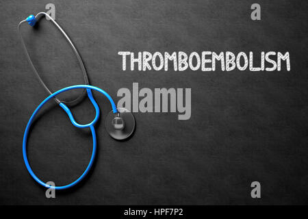 Concetto medico: Tromboembolismo - concetto medico sulla lavagna. Lavagna nera con la tromboembolia - concetto medico. Il rendering 3D. Foto Stock