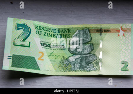 Due dollar bond nota, Zimbabwe Foto Stock