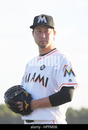 Jupiter, Florida, Stati Uniti d'America. 18 Febbraio, 2017. Junichi Tazawa (Marlins) MLB : Miami Marlins Foto giorno di Jupiter, Florida, Stati Uniti . Credito: AFLO/Alamy Live News Foto Stock