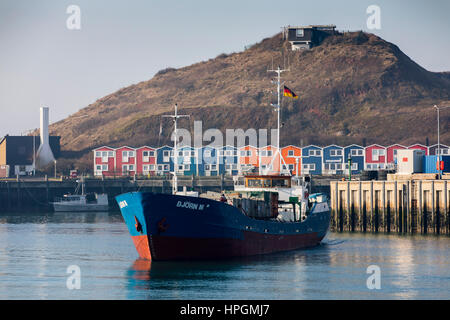 Helgoland, isola in tedesco nel Mare del Nord, lungomare, aragosta baracche, capanne di pescatori, skyline, porta Foto Stock