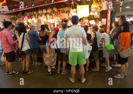 Alimenti biologici mercato su Granville Island, Vancouver Foto Stock