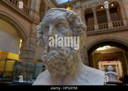 Kelvingrove Art Gallery and Museum busto di Omero Foto Stock