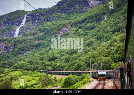 Viste dal treno Flamsbana, Norvegia Foto Stock