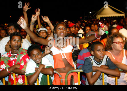 Il creolo Folk Festival, concerto entusiasta, celebrazione, Open Air Festival, Udienza, Mauritius, la International Festival Creolo Foto Stock