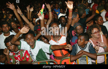 Il creolo Folk Festival, concerto entusiasta, celebrazione, Open Air Festival, Udienza, Mauritius, la International Festival Creolo Foto Stock