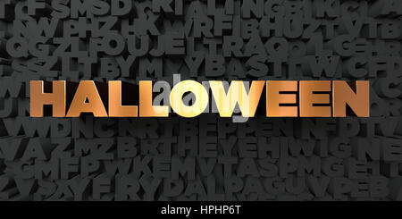 Halloween - Oro testo su sfondo nero - 3D reso Royalty free stock foto. Questa immagine può essere utilizzata per un sito online banner pubblicitario o di una stampa Foto Stock