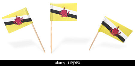 Cocktail di piccole bandiere di Brunei in posizioni differenti isolati su bianco.(serie) . Inoltre facile da utilizzare come un elemento di design :) Foto Stock