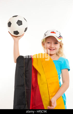 Modello rilasciato , Maedchen als Deutschlandfan, Fussballfan - tifoso di calcio Foto Stock