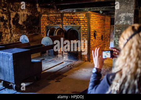Forno per incenerimento dei cadaveri, nel campo di concentramento. Auschwitz. La Polonia. Foto Stock