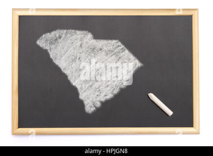Lavagna con un gessetto e la forma della Carolina del Sud disegnati sullo. (Serie) Foto Stock
