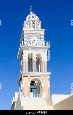 Chiesa torre dell orologio a Santorini, Grecia Foto Stock