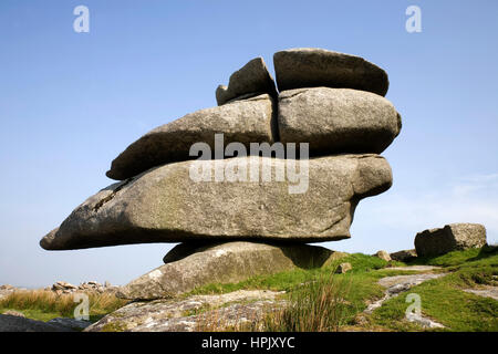 Cheesewring, granito pila, Stowe's Hill, Bodmin Moor, Cornwall, England, Regno Unito Foto Stock
