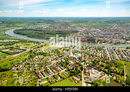 Malbork, Burganlage, Backsteingotik, Fluss Nogat, Stadt Marienburg, Sitz der Hochmeister des Deutschen Ordens, Deutschordensstaat, Pomorskie, Polen Foto Stock