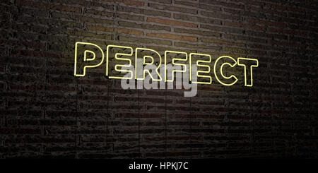 Perfetto -realistico segno al Neon su un muro di mattoni di sfondo - 3D reso Royalty free stock foto. Possono essere utilizzati per gli annunci tramite banner on line di altezza e direct mailer. Foto Stock