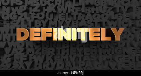 Sicuramente - Oro testo su sfondo nero - 3D reso Royalty free stock foto. Questa immagine può essere utilizzata per un sito online banner pubblicitario o di una stampa Foto Stock