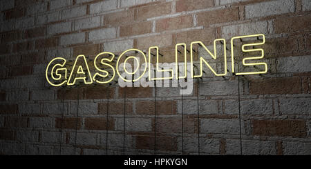 Benzina - incandescente insegna al neon sulla parete in muratura - 3D reso Royalty free stock illustrazione. Possono essere utilizzati per gli annunci tramite banner on line di altezza e direct mailer. Foto Stock