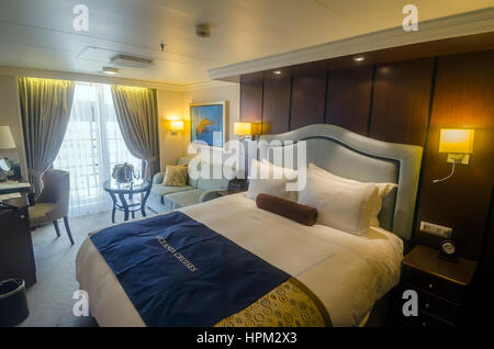 Oceania Marina Concierge Stateroom verandah camera da letto Foto Stock