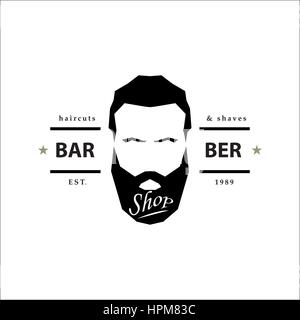 Barber shop logo. Hipster emblema. Illustrazione Vettoriale. Illustrazione Vettoriale