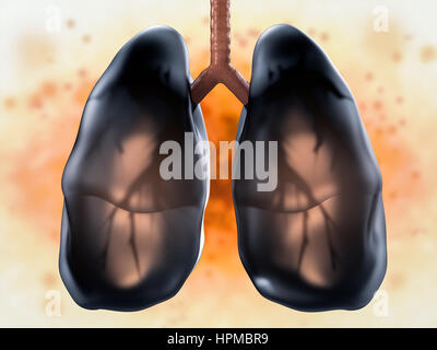 3D rendering nero polmoni o non integri i polmoni Foto Stock