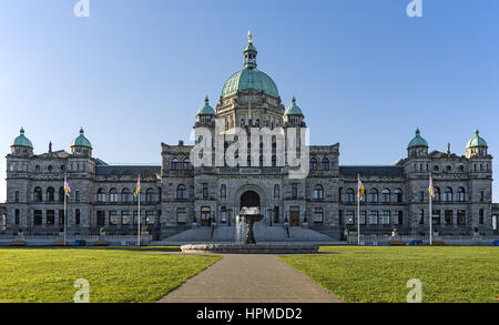 La British Columbia il Palazzo del Parlamento Victoria BC Canada in una giornata di sole Foto Stock