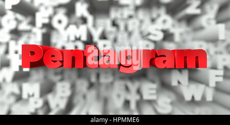 Pentagram - testo rosso su sfondo tipografia - 3D reso Royalty free stock foto. Questa immagine può essere utilizzata per un sito online banner o pri Foto Stock