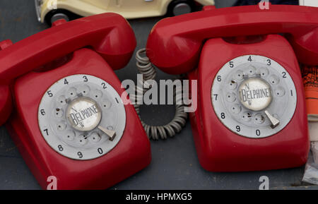 2 telefoni rosso Foto Stock