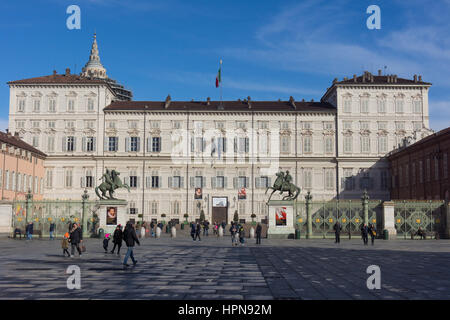 Il Palazzo Reale di Torino e Palazzo Reale di Torino, in Piazzetta Reale di Torino, Italia settentrionale Foto Stock